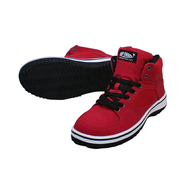 ハイカットセーフティスニーカー レッド 安全靴 メンズ おしゃれ