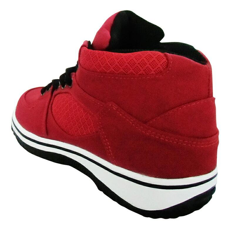 ハイカットセーフティスニーカー レッド 安全靴 メンズ おしゃれ