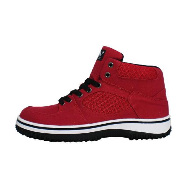 ハイカットセーフティスニーカー レッド 安全靴 メンズ おしゃれ