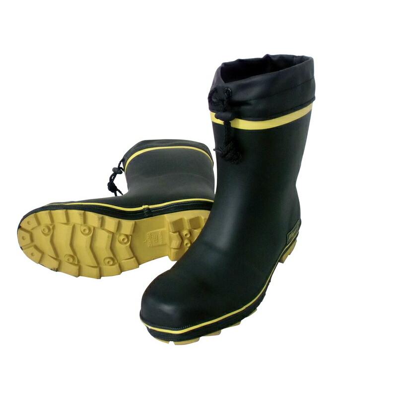安全ショートゴム長靴(カバー付) イエロー 長靴 メンズ おしゃれ 雪