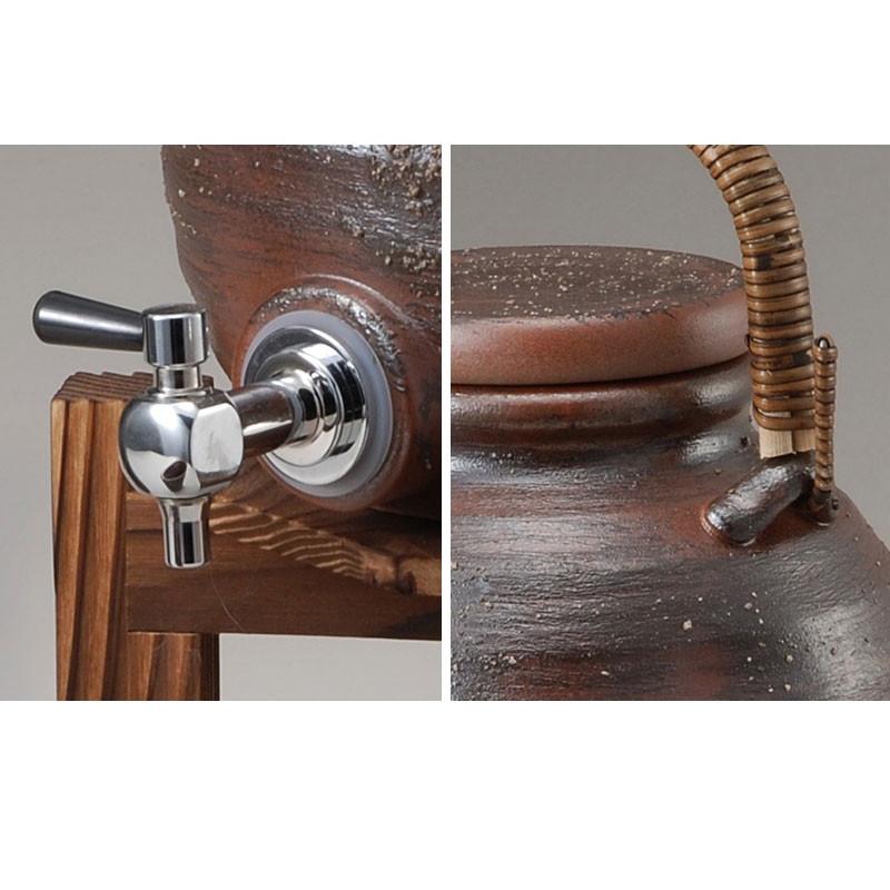 信楽焼き 焼酎サーバー 和風 灰釉手付 2.5L 幅15 高さ37 陶器製