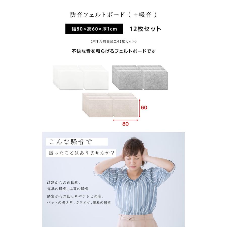 吸音 遮音 フェルメノン 80cm 60cm 12枚 防音 パネル 45度カットタイプ 12枚セット 断熱 消音 YouTuber 御用達 【ストッパー】 DIY