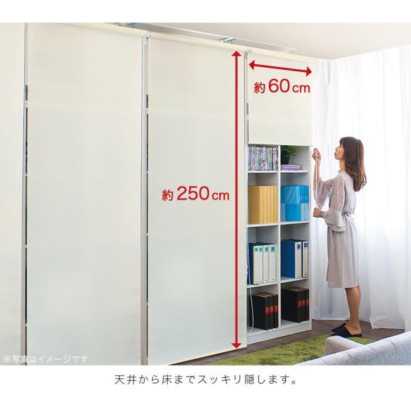 間仕切り 幅60 丈250cm ロールスクリーン 目隠し 巻上器付き 幅60cm×高