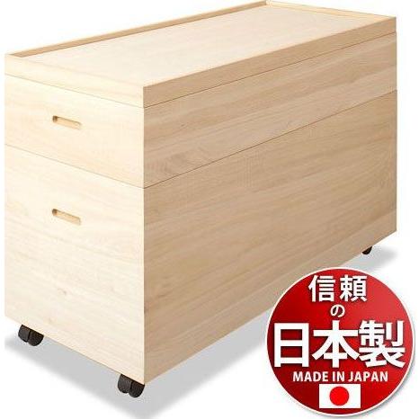 桐衣装箱 幅95高さ61 スノコ付き キャスター 日本製 深型 2段 押入れ