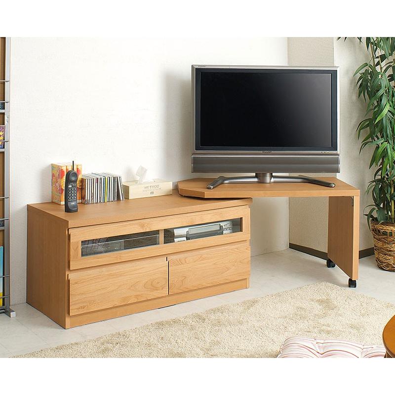 日本製 アルダー材 天然木 完成品 テレビ台 ローボード 伸縮 幅107
