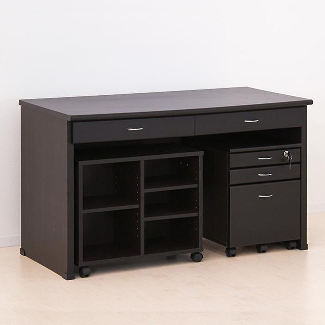 パソコンデスク 幅120 鍵付き 3点セット : 本棚&テレビ台&安心安全の