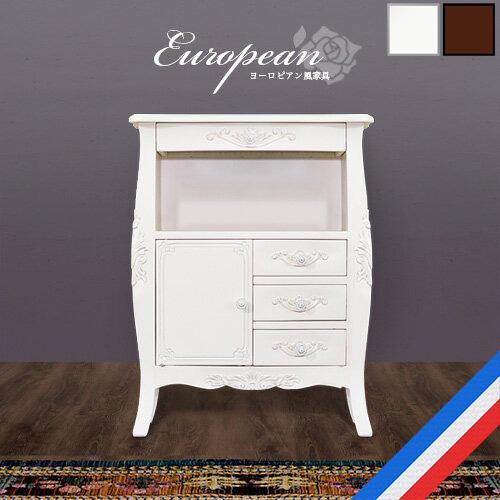 ファックス台 ヨーロピアン 電話台 アンティーク家具 猫脚 ホワイト 姫家具 箪笥 たんす タンス 引き出し