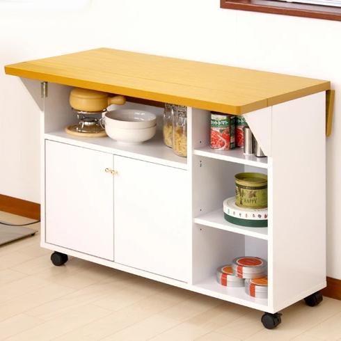 バタフライテーブル 木製 キャスター付き キッチンカウンター