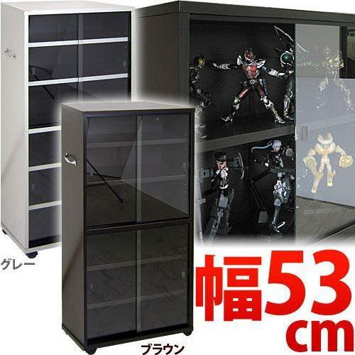 ブラウンのみ コレクションラック キャビネット 収納 幅53 キャスター