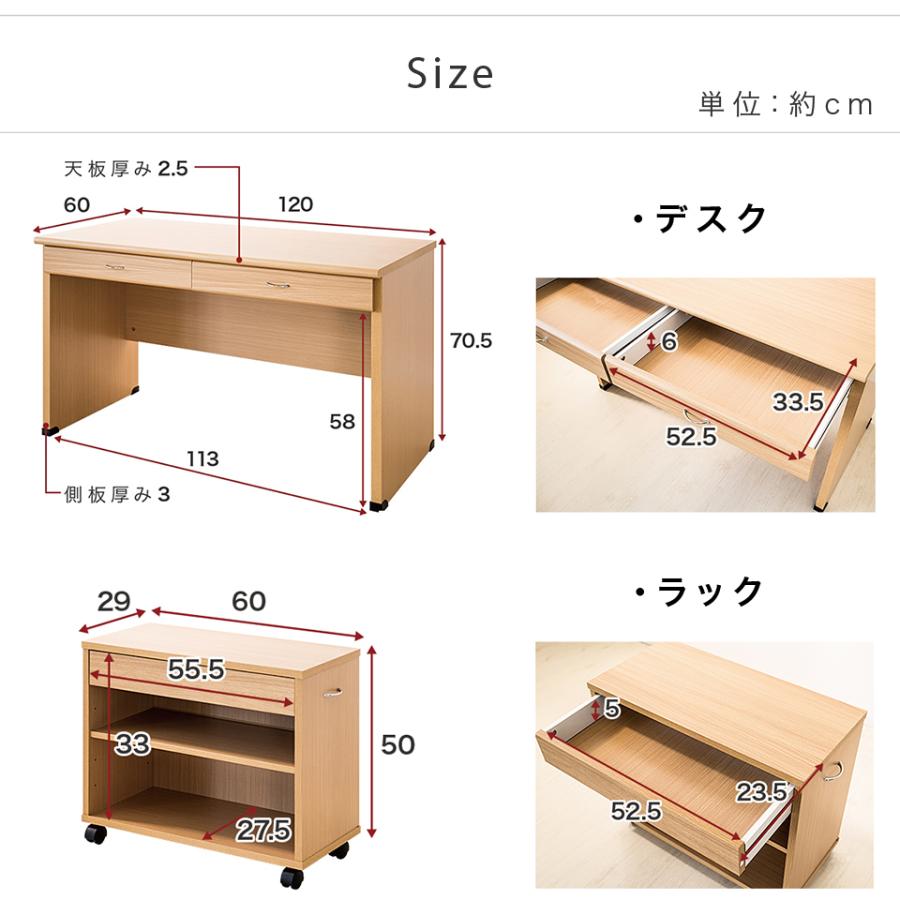 パソコンデスク キャビネット 2点セット デスク 幅120cm 机 事務 棚