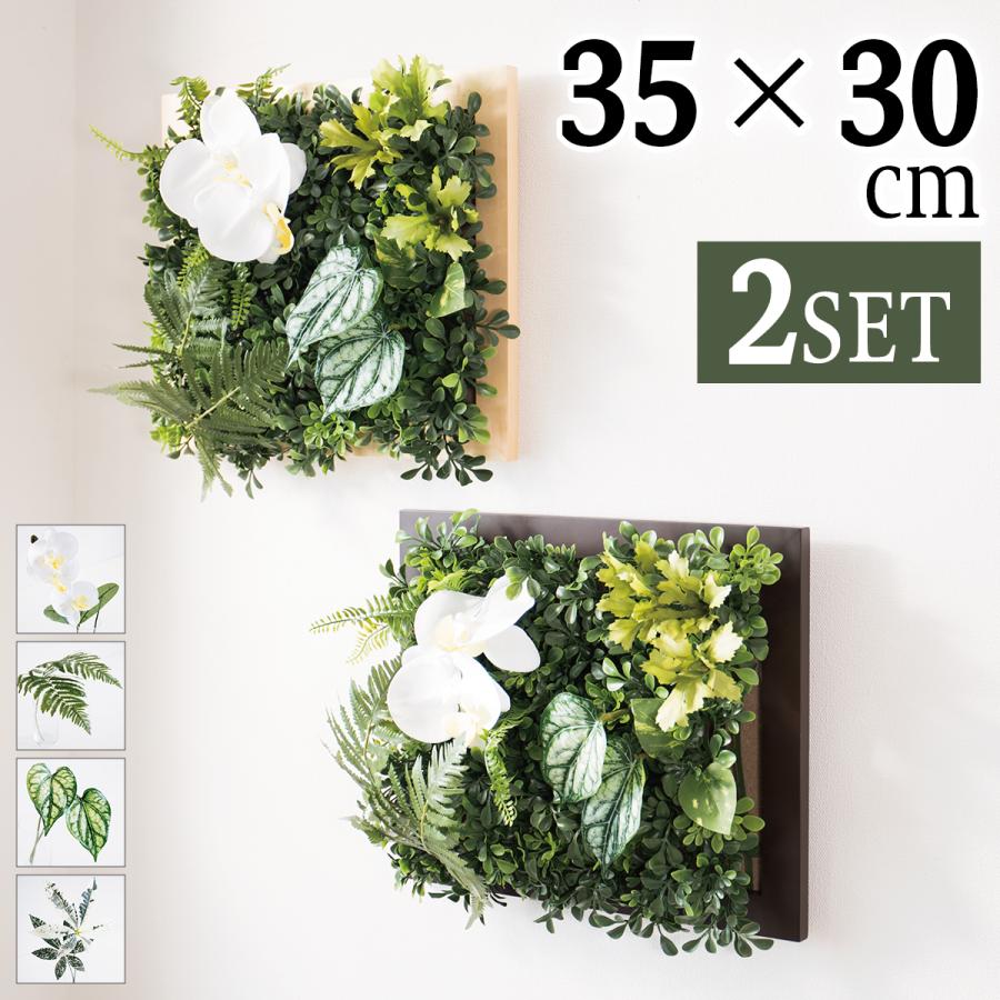 壁面グリーン 2個セット アートグリーン 35cm ウッドフレーム付き  