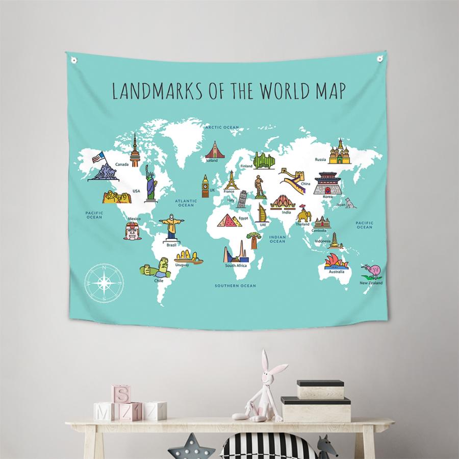 タペストリー 世界地図ランドマーク 150x130cm おしゃれ インテリア 大きい 大判 誕生日 絵画 癒し 壁 布 家 壁掛け サンサンフー Cnp49 インテリア生活雑貨のサンサンフー 通販 Yahoo ショッピング