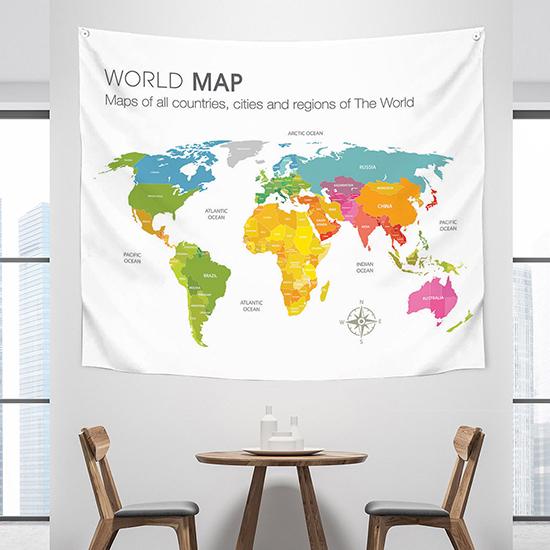 タペストリー 世界地図カラーマップ 150x130cm おしゃれ インテリア 大きい 大判 壁 絵 背景布 ファブリック ポスター 誕生日 シンプル アート サンサンフー Cn0353p1700 インテリア生活雑貨のサンサンフー 通販 Yahoo ショッピング