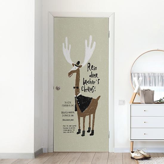 当店限定販売 扉 リメイク シート シンフォニックコーラス 鹿 100x210cm おしゃれ 壁紙 シール ドア キッチン Diy クロス 北欧 カッティングシート のり付き サンサンフー Supplystudies Com