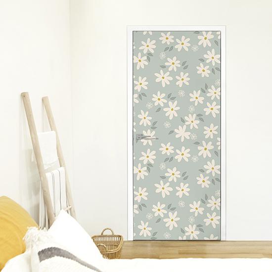 扉 リメイク シート グリーンデイジー 100x210cm おしゃれ 壁紙 シール ドア キッチン のり付き トイレ カッティングシート 防水 リビング 部屋 サンサンフー 超新作