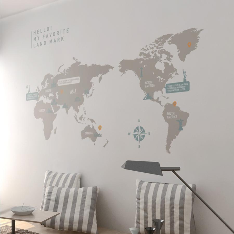 ウォールステッカー おしゃれ 高級感 1万円以上で送料無料 ランキング モノクロ ウォールシール 玄関 モノトーン 北欧 壁紙シール トラベルマップ Gsp0337 インテリア生活雑貨のサンサンフー 通販 Yahoo ショッピング