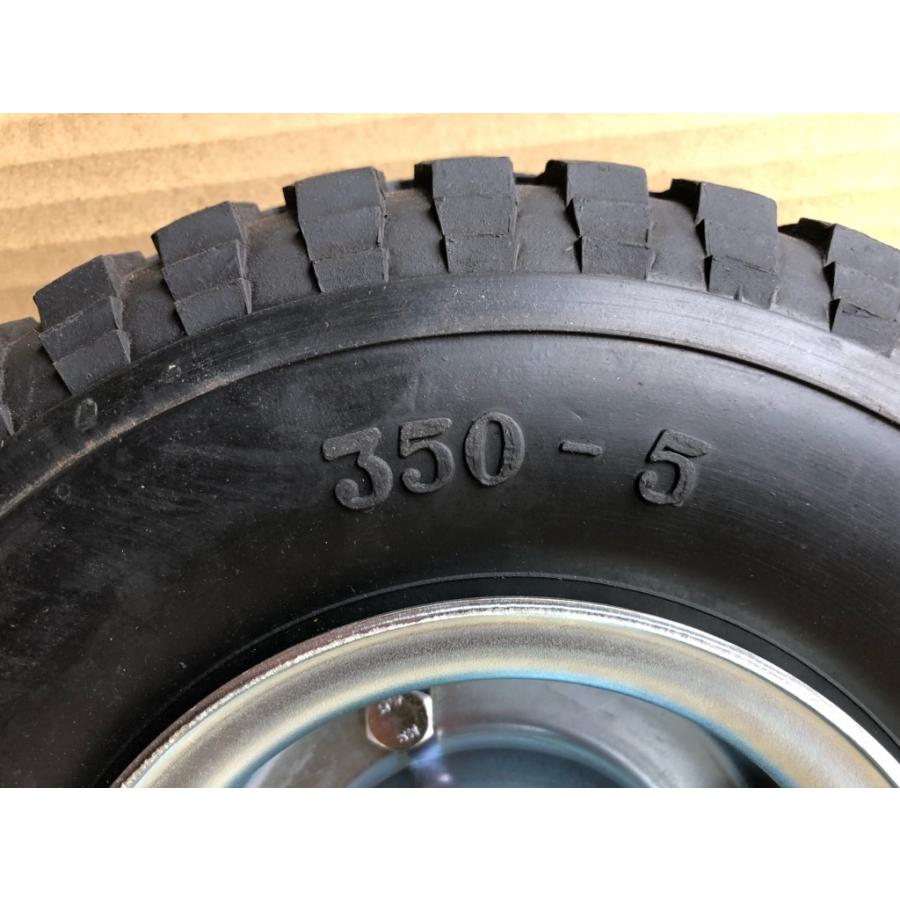 2本 3.50-5 国産ホイール付 ソリッドタイヤ ノーパンク 車輪 350-5 