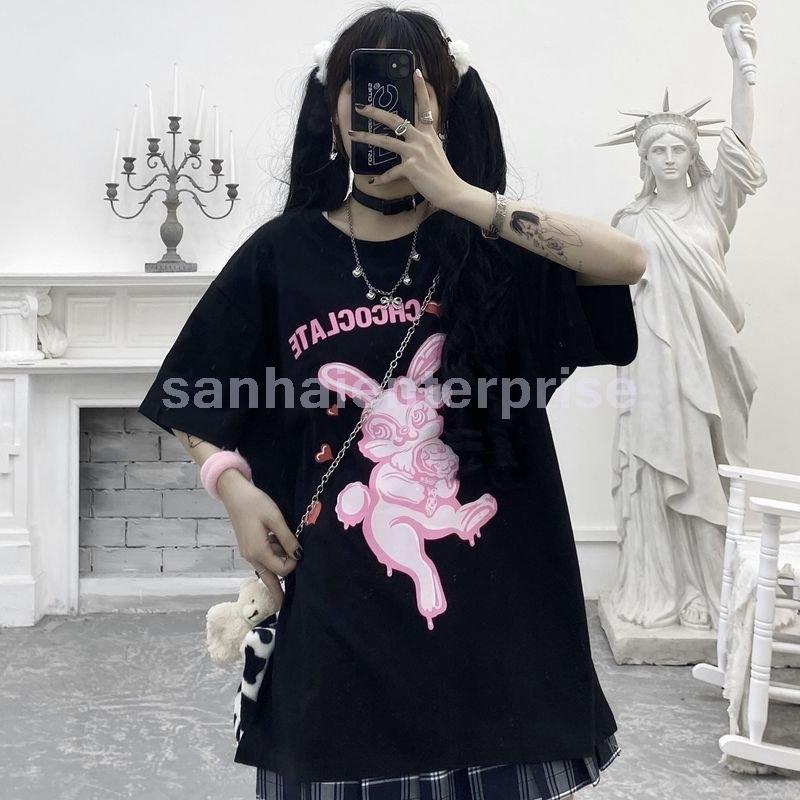 ピンクハートうさぎｔシャツ地雷系量産型夢かわいいパステル韓国ファッション病みかわいい原宿系夏薄手ウサギ柄トップスゆったり Sanha 17naoqd And U 通販 Yahoo ショッピング
