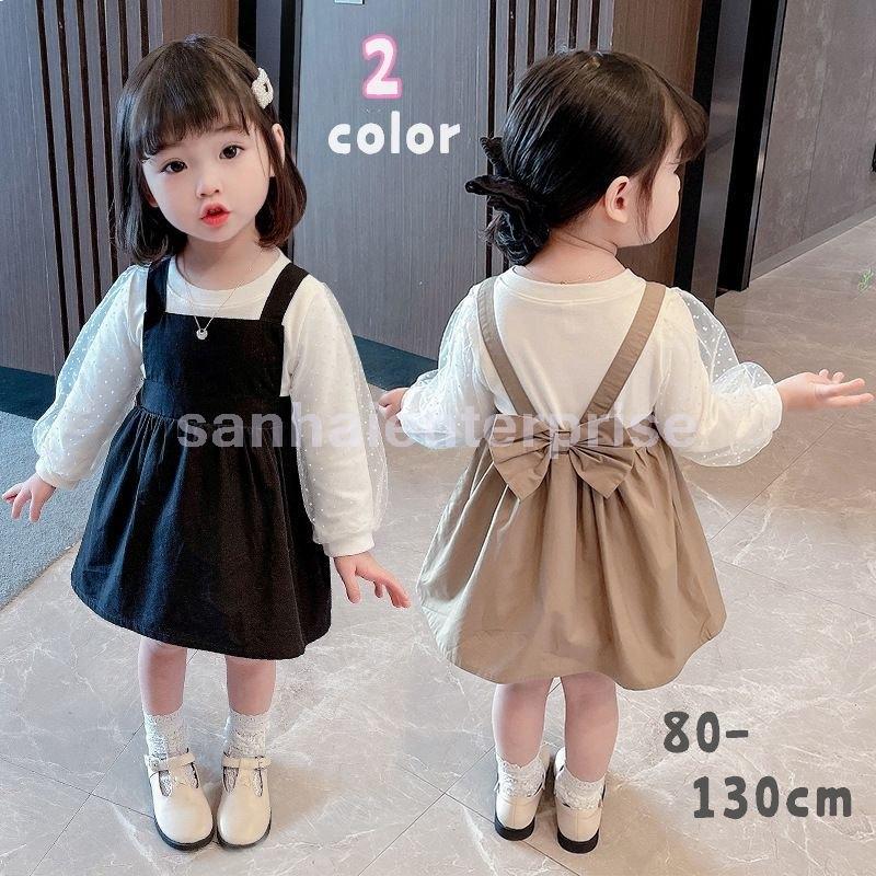 セットアップ子供服キッズベビー女の子サロペットスカート上下2点セット長袖リボンチュール水玉かわいいおしゃれジャンパースカー Sanha 9873fgvgu And U 通販 Yahoo ショッピング