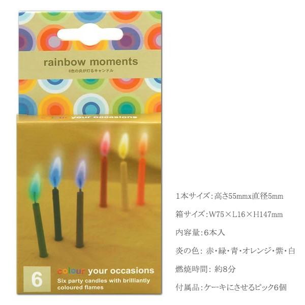 誕生日ケーキ・バースデーケーキに レインボーモーメント 6色の炎が