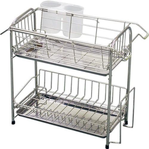 値下げ 水切りラック ステンレス 2段 スリムタイプ 幅40.8×奥行19.9×高