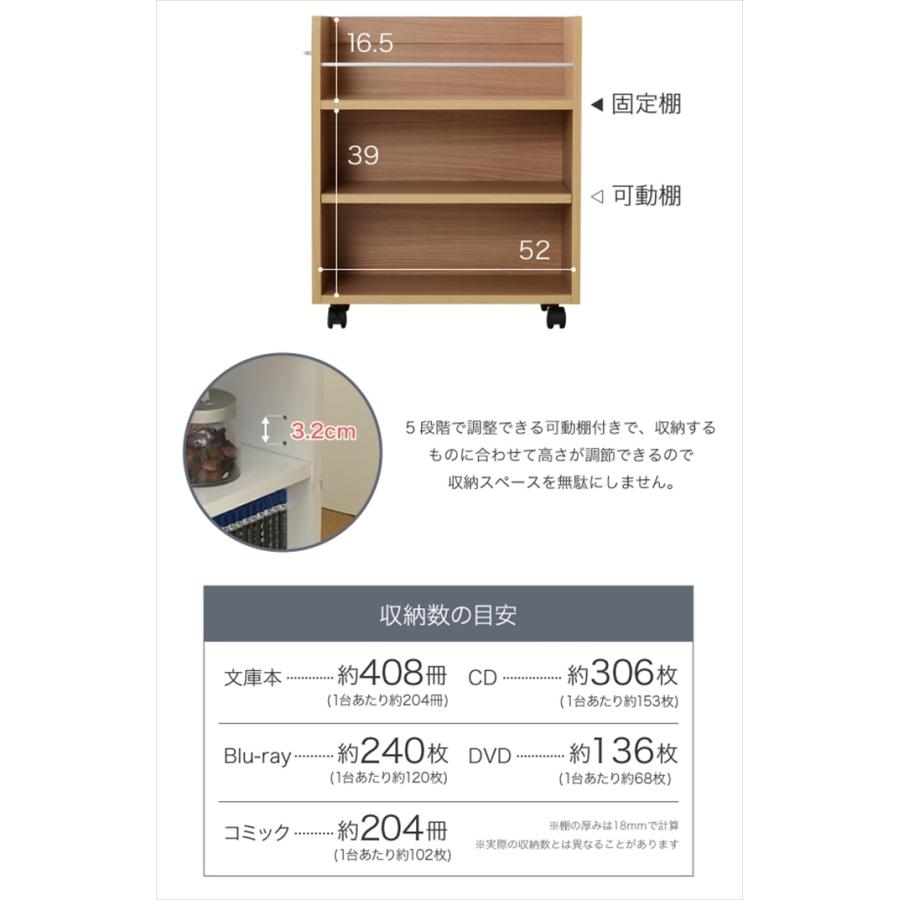 クローゼット ラック 収納 2個セット A4ファイル 幅26.5 奥行58 .5 キャスター付き ワイド ワゴン 大容量 ナチュラル M5-MGKJKP00196NA