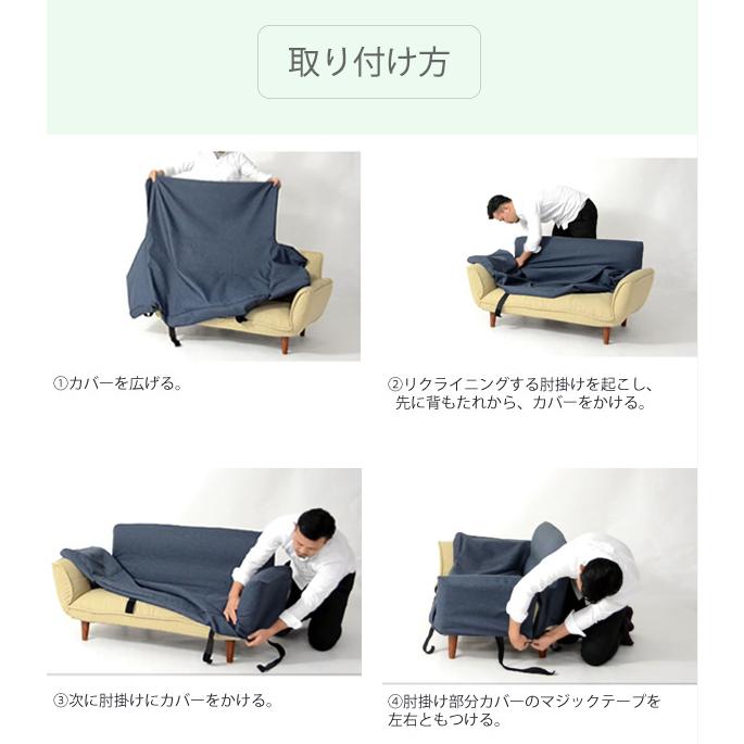 KAN専用カバー Fit デニム調インディゴブルー ソファカバー デニム 2人