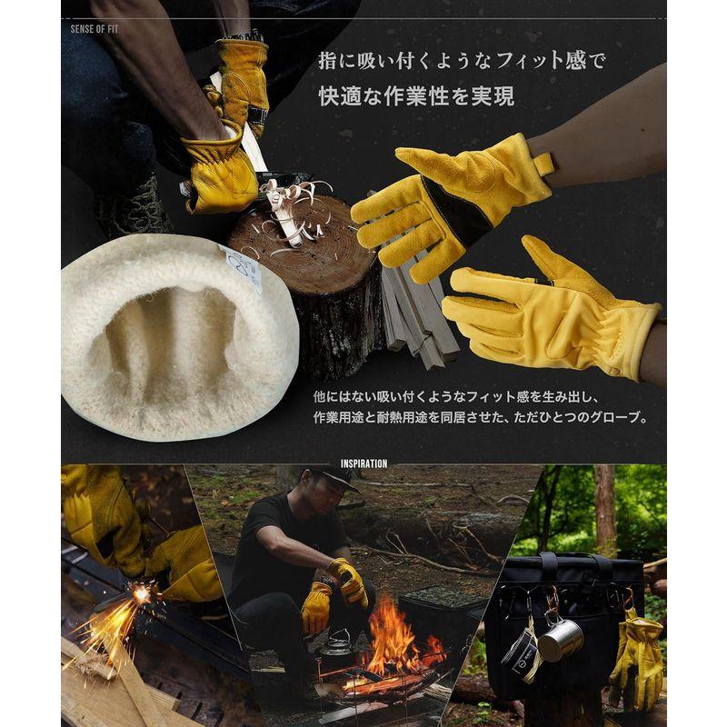 ZEN Camps キャンプ アウトドア用 グローブ 手袋 耐熱性 作業手袋 本革 (XL)｜sanjose-market｜02