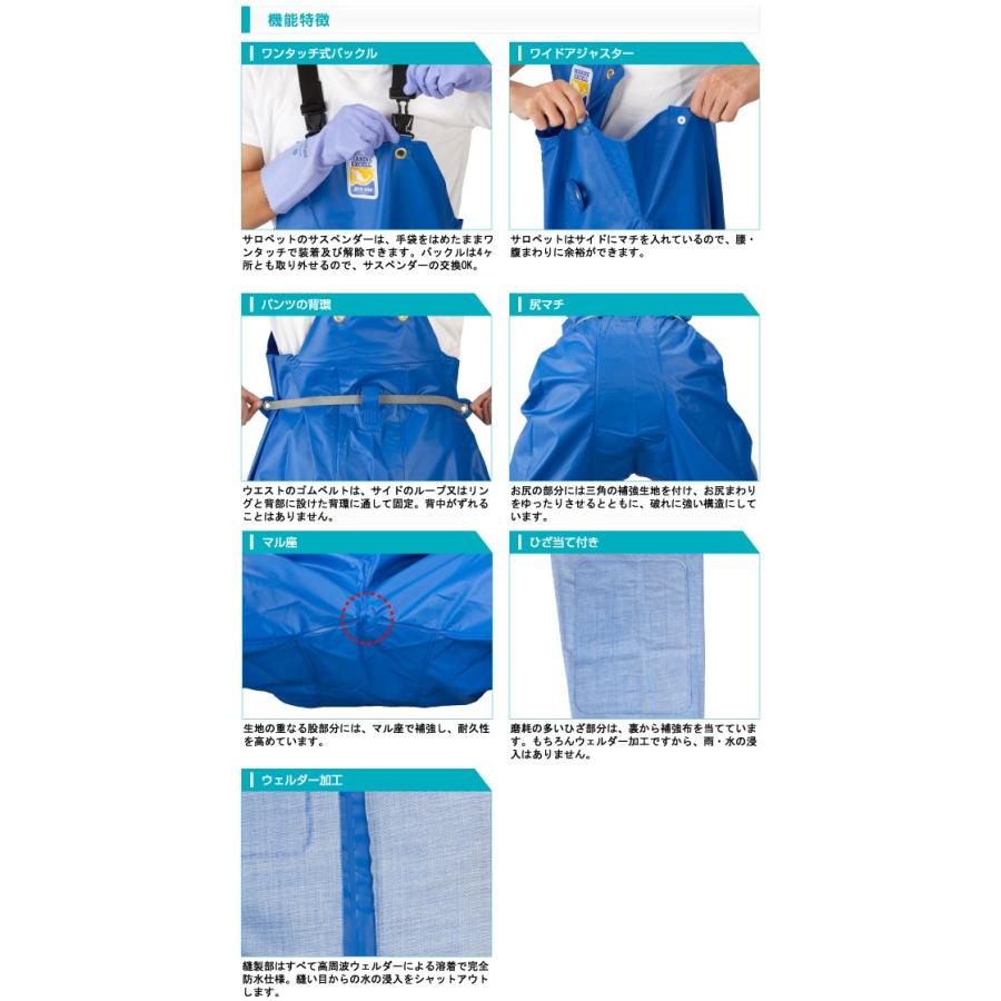 LOGOS（ロゴス） 産業用防水服 漁師服 マリンエクセル 胸当付ズボン膝