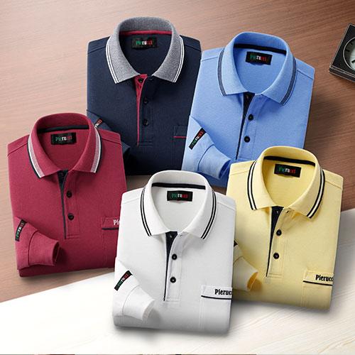 彩香 ピエルッチ カジュアル長袖ポロシャツ AS-0001 1セット（5枚：5色×各1枚） 彩香 ピエルッチ カジュアル長袖ポロシャツ AS-0001 1セット（5枚：5色