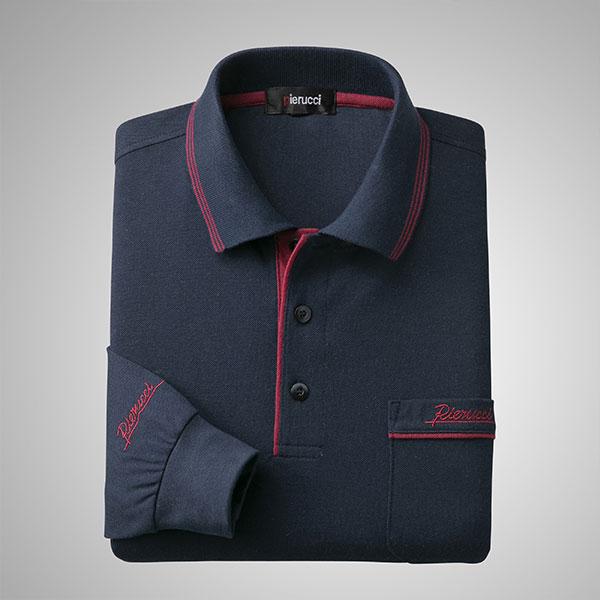 ピエルッチ 刺繍入り長袖ポロシャツ 5色組 5枚：5色×各1枚 : 産経