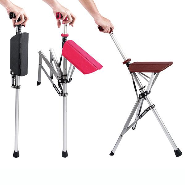【美品✨】Ta-Da 折りたたみ椅子 耐荷重80kg イベント　キャンプ　介護 ステップツーゴールド Ta-Daチェアー 椅子になるステッキ