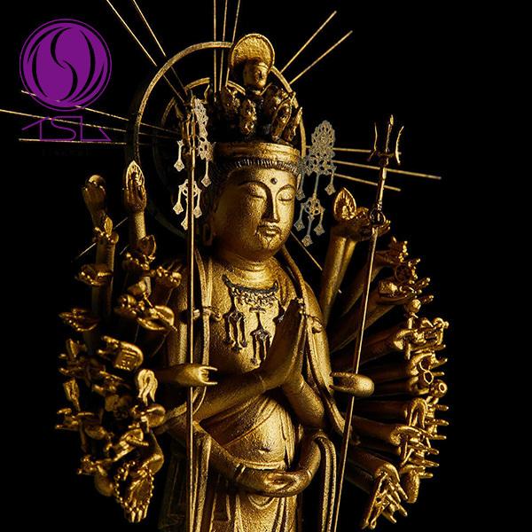 最高級 木彫り 仏像 摩利支天立像 一刀彫 天然木檜材 彫刻 仏教工芸