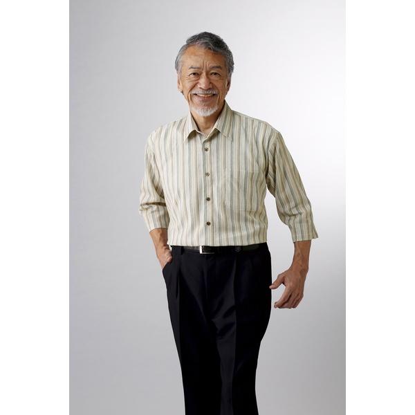 ハワード ポールミラー 高島ちぢみストライプ柄七分袖シャツ 2色組 378