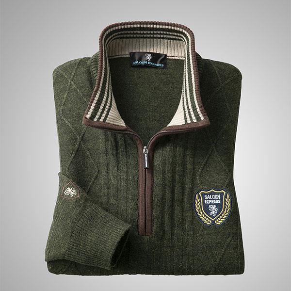 SALOON EXPRESS 彩香 サルーンエクスプレス 地柄編みハーフジップ