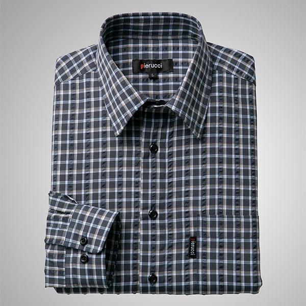 彩香 ピエルッチ 格子柄シアサッカー長袖シャツ 2色組 GV-062 1セット（2