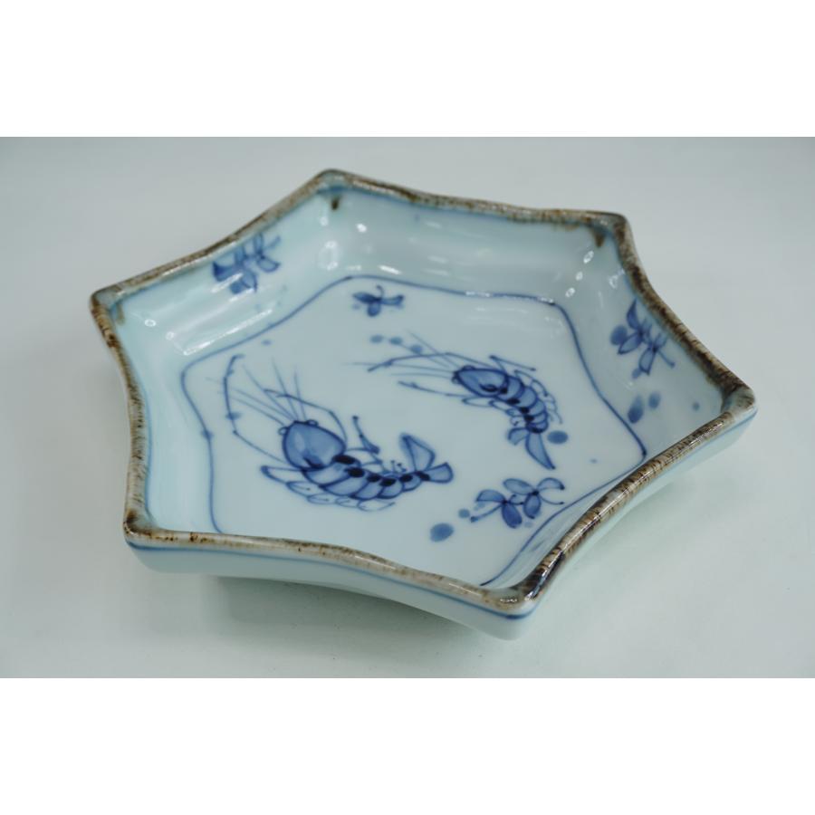 吹墨エビ絵 六角皿 美濃焼 日本製 刺身皿 向付 和食器 : 料理道具の