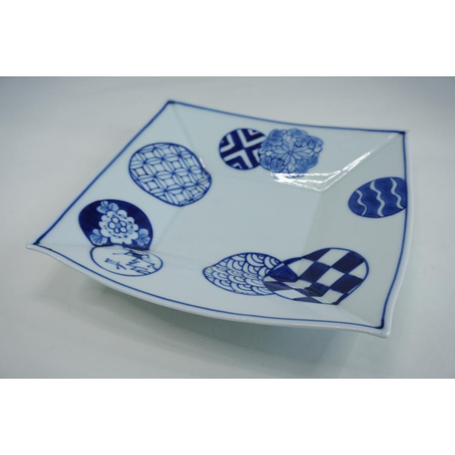 染付　花文皿　直径10.6㎝　12枚　木箱付　タカサ　東さ7-0928③ 染付 花文皿 直径10.6㎝ 12枚 木箱付 タカサ 東さ