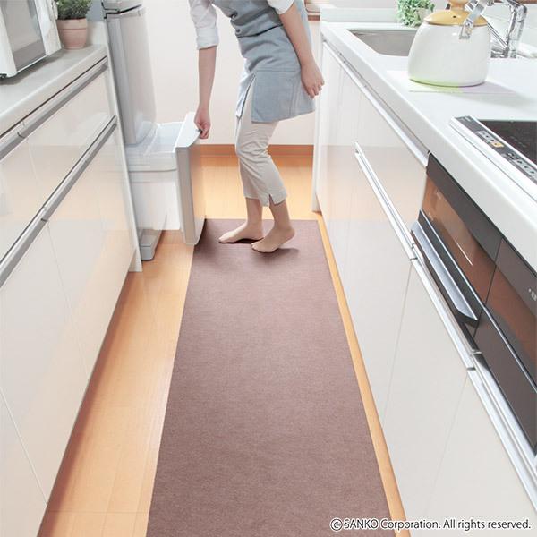サンコー キッチンマット 60×240 拭ける ふける 北欧 おしゃれ 台所