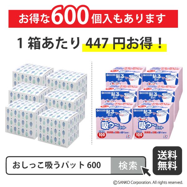 便座裏 シート トイレ 使い捨て 掃除 飛び散り 対策 おしっこ吸うパット 100個入 床 飛散防止 貼るだけ 汚れ 尿 子供 高齢者 サンコー | サンコー | 09