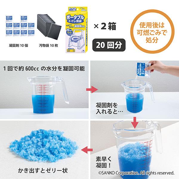 家具調ポータブルトイレ　トイレ未使用　介護用品 凝固剤　袋おまけ付き サンコー ポータブルトイレ シート 処理袋 介護用品 便器 マット 汚れ