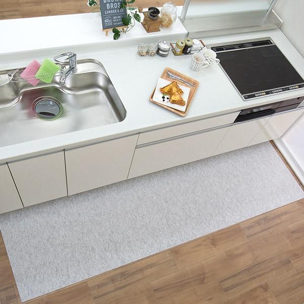 キッチンマット おしゃれ ロング 滑り止め 拭ける ふける 60 240cm 北欧 日本製 大理石調おくだけ吸着 サンコー ずれない 421 サンコーオンラインショップ 通販 Yahoo ショッピング