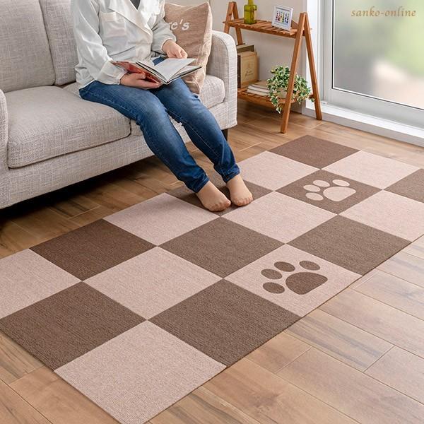 タイルマット ペットマット おしゃれ ペット 犬 肉球 足型 ジョイント カーペット おくだけ吸着 滑り止め 洗える 18枚入 30 30cm 日本製 サンコー 530 サンコーオンラインショップ 通販 Yahoo ショッピング