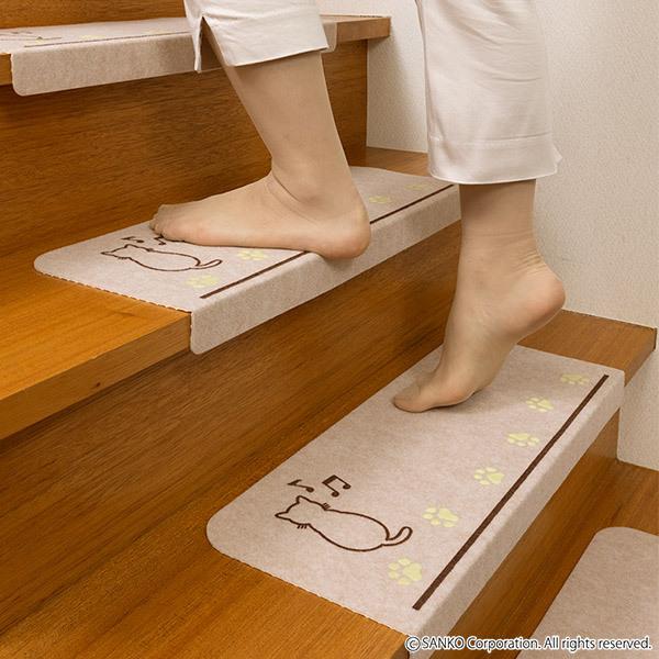 【ロット販売：入り数5】 SANKO(サンコー) 163175 オリマゲツキカイダンマット ボディーケア グッズ その他 (kd54-gr) サンコー 階段の滑り止め マット 折り曲げ おしゃれ 北欧 蓄光 15枚