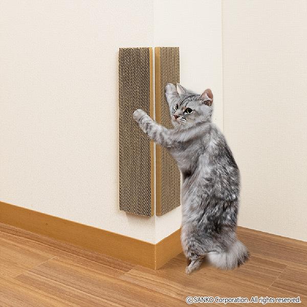 猫 爪とぎ おしゃれ 2枚入 コーナーに貼れる ダンボール はがせる 防止シート 段ボール 壁 保護 傷防止 壁に貼れる つめとぎ おくだけ吸着 日本製 サンコー 651 サンコーオンラインショップ 通販 猫かわいい つめとぎマット 爪研ぎ防止 おしゃれ シート 爪とぎ ガード