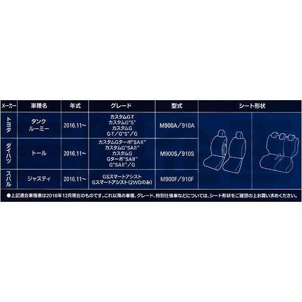 シートカバー トヨタ タンク ルーミー M900A M910A 2016.11-2020.9 専用 車 1台分 セット 黒 合成皮革 レザー ブラック ステッチ M5-25 送料無料｜sanko-proshop｜07