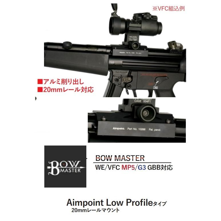 Bow Master WE/VFC製ＭＰ５＆Ｇ３GBBシリーズ用 ローマウントベース Aimpoint Low Profileタイプ BMC-M010｜sanko-webshop｜02