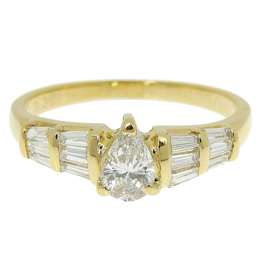 0.42ct 天然ダイヤ リング 11号 K18YG 合計0.36ct レディース 18K 18金 