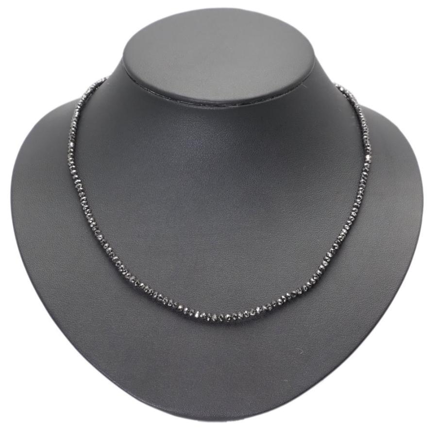 合計42.70ct 天然ブラックダイヤ ネックレス 63cm K18WG 18K 18金 