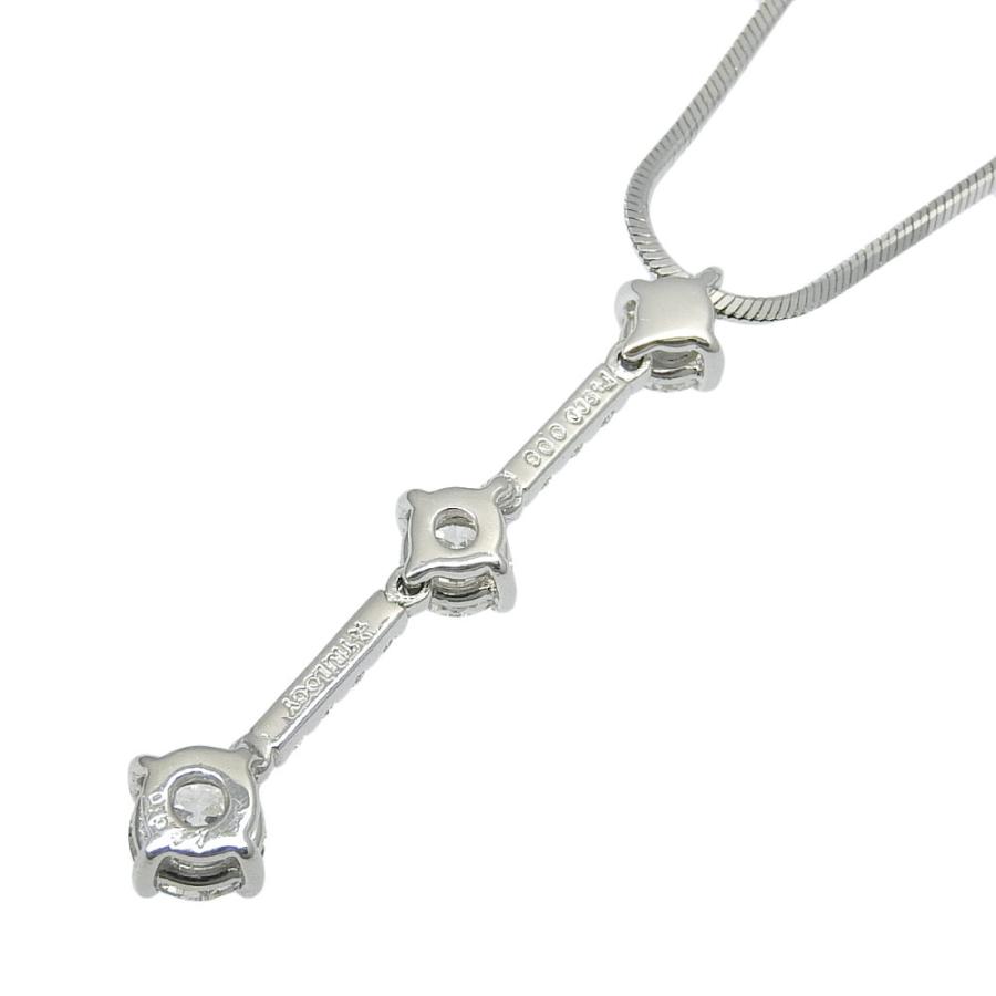 合計0.541ct 天然ダイヤ ネックレス 46cm Pt850/900 新品仕上げ済み 合計0.06ct 天然ダイヤ レディース プラチナ 白金 3粒 三粒 3P 送料無料 中古_2